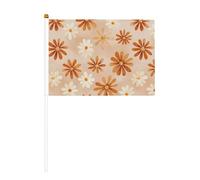 Bandierine in stile retrò, con piccoli fiori arancioni e crema, piccole bandiere su bastone per feste, attività di squadra, parate, decorazione per vacanze, confezione da 10