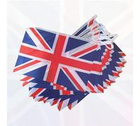 Bandierine in tessuto Union Jack, 40 m, double-face, con 100 bandiere rettangolari, bandiera del Regno Unito per feste di compleanno del re, eventi reali, feste di strada e celebrazioni britanniche