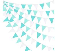 Bandierine in tessuto verde acqua, 10 m, decorazioni per feste, motivo triangolare, per compleanni, matrimoni, baby shower, estate, giardino, da appendere, festival, decorazione