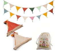 Bandierine per Bambini in Cotone Lavabile - Ghirlanda Triangolare 2.6m Colorata con Sacchetto Incluso, Decorazioni per Baby Shower, Compleanno, Cameretta e Matrimonio (2 Pezzi)