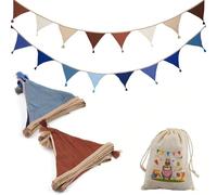 Bandierine per Bambini in Cotone Lavabile - Ghirlanda Triangolare 2.6m Colorata con Sacchetto Incluso, Decorazioni per Baby Shower, Compleanno, Cameretta e Matrimonio (2 Pezzi)
