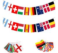 Bandierine per decorazioni per feste della Coppa del Mondo 2026, 48 bandiere in tessuto per la Coppa del Mondo di calcio, bar, club, giardino, decorazione stradale (14 x 21 cm, 14 m) - Confezione da 2