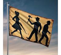 Bandierine per dormitorio da uomo, motivo sagome occidentali, con scritta "A Tale of Three Figure", per dormitorio universitario (30 x 45 cm)