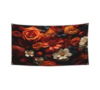 Bandierine per feste a tema "Una festa di rose e crisantemi", decorazione per interni ed esterni, durevole e resistente ai raggi UV, perfetta per compleanni, Halloween e molto altro ancora