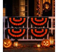 Bandierine per Halloween, 6 x 1,2 m, completamente cucite, arancioni e nere | Festone plissettato a metà ventaglio con bandierine per dolcetto o scherzetto decorazione di Halloween per raccolto