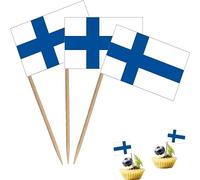 Bandierine per stuzzicadenti piccole, per cocktail, frutta, cupcake, cupcake, confezione da 100 (Finlandia)