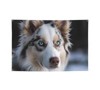 Bandierine personalizzate per feste di compleanno con occhielli in ottone cane dagli occhi blu bandiera da giardino decorazioni per cortile banner decorazioni per feste di compleanno sfondo per Natale