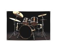 Bandierine personalizzate per feste di compleanno con occhielli in ottone Cool Drum Set Bandiera da giardino Decorazioni da cortile Banner Decorazioni per feste di compleanno Sfondo per Natale