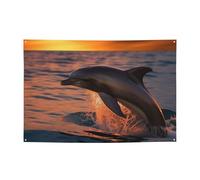 Bandierine personalizzate per feste di compleanno con occhielli in ottone crepuscolo delfino bandiera da giardino decorazioni per cortile banner decorazioni per feste di compleanno sfondo per Natale