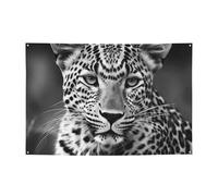 Bandierine personalizzate per feste di compleanno con occhielli in ottone nero bianco leopardo animale bandiera da giardino decorazioni per cortile banner decorazioni per feste di compleanno sfondo