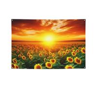 Bandierine personalizzate per feste di compleanno con occhielli in ottone tramonto da sogno di un campo di girasole bandiera da giardino decorazioni per cortile banner decorazioni per feste di
