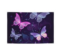 Bandierine personalizzate per feste di compleanno con occhielli in ottone viola farfalla bandiera da giardino decorazioni da cortile banner decorazioni per feste di compleanno sfondo per Natale