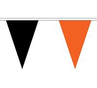Bandierine triangolari nere e arancioni, 5 metri, in poliestere, 12 bandiere per 5 m di lunghezza, FlagSuperstore©