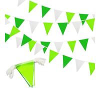 Bandierine verdi e bianche da 20 m, 52 bandierine triangolari impermeabili riutilizzabili, ideali per decorazioni per compleanni, interni ed esterni, matrimoni, feste di fidanzamento