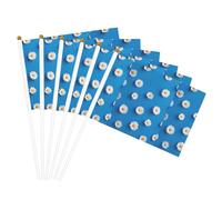 Bandierine versatili con stampa a margherita bianca, per matrimoni, compleanni, vacanze, sport, parate, spettacoli