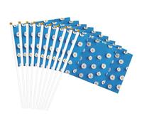 Bandierine versatili con stampa a margherita bianca, per matrimoni, compleanni, vacanze, sport, parate, spettacoli