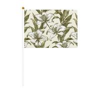 Bandierine vintage a forma di gigli verde oliva, piccole bandiere da tenere in mano, mini bandiere su bastone per feste, attività di squadra, sfilate, decorazione per le vacanze, confezione da 10