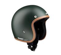 BANDIT - Casco da moto aperto con Jet Premium Verde Opaco Profilo Pelle Custom Biker Style Visiera inclusa Dull Green Open Helmet JETPGR (M)