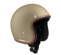 BANDIT Casco da moto aperto Jet Premium Beige Opaco Profilo Pelle Custom Biker Style Visiera inclusa Dull Sand Open Helmet JETPSF (S)