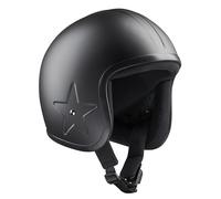 BANDIT Jet SKY3 Casco da moto aperto nero opaco lunetta centrale stella laterale rilievo Custom Biker Style Dull Black Open Helmet SKY3 (XXL)