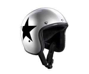 Bandit Open Motorcycle Casco Jet Star Silver Gloss Custom Biker Style Visor Included Silver Gloss Star Open Helmet Stars (XL)