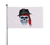 Bandito Teschio Con Bandana Rossa Garden Flag Con 2 Occhielli Bandiere Di Benvenuto Resistente Alle Intemperie Bandiera Da Cortile Per Esterni Interni Fattoria 90X150Cm