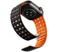 Bandletic Magnetico Cinturino Compatibile con Cinturino Apple Watch 42mm(Series 10) 40mm 41mm 38mm,Morbido Silicone Sport Band per iWatch Ultra Series 10 9 8 7 6 5 4 3 SE per Donne,Noir Arancione