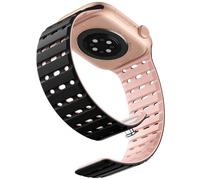 Bandletic Magnetico Cinturino Compatibile con Cinturino Apple Watch 42mm(Series 10) 40mm 41mm 38mm, Morbido Silicone Sport Banda per iWatch Ultra Series 10 9 8 7 6 5 4 3 2 1 SE per Donne,Nero Rosa