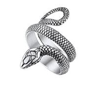 Bandmax Anello Serpente Donna Uomo, Vintage Anello Uomo Acciaio Inossidabile, 3 Stili + 08 US Misura Anello Argento Gioielli di Moda, Serpente Anelli Uomo Ragazzo Punk Hip Hop Rapper