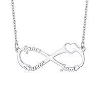 Bandmax Collana con Nome Personalizzabile, 3 Nomi Personalizzata in Acciaio, 40+5 cm Argento Collane Lunghe Gioielli Donna, Regalo per Fidanzata Amici Mamma Compleanno