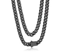 Bandmax Collana Uomo a Catena Cubana Sottile Robusta Grossa in Stile Hip Hop Larghezza 5 MM Lunghezza 45 CM in Acciaio Inox Placcato Nero, Gioielli Uomo di Moda Accessori Unisex per Uomini Ragazzi
