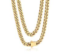 Bandmax Collana Uomo a Catena Cubana Sottile Robusta Grossa in Stile Hip Hop Larghezza 5 MM Lunghezza 45 CM in Acciaio Inox Placcato Oro, Gioielli Uomo di Moda Accessori Unisex per Uomini Ragazzi