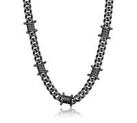 Bandmax Collana Uomo Catena Cubana con Spine - Larghezza 9 MM, Lunghezza 40-55 CM, Oro/Nero/Acciaio Inossidabile - Catenina Grossa Stile Hip Hop Punk per Uomini Donne Antiscolorimento