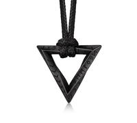 Bandmax Collana Uomo Runa Vichinga in Acciaio Inossidabile/Nero, Ciondolo runico Mobius Triangolare con Catena in Pelle Intrecciata Nera Amuleto Gioielli Vichinghi per Donna e Uomo