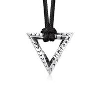Bandmax Collana Uomo Runa Vichinga in Acciaio Inossidabile/Nero, Ciondolo runico Mobius Triangolare con Catena in Pelle Intrecciata Nera Amuleto Gioielli Vichinghi per Donna e Uomo