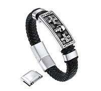 Bandmax Corda di Cera Bracciale Uomo, Cranio Modello Vintage Braccialetto Uomo, 23 cm Lunghezza Argento Bracciali Uomo Accessori Punk Hip Hop Rock, Idee Regalo per Uomo Ragazzo Papà