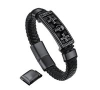 Bandmax Corda di Cera Bracciale Uomo, Cranio Modello Vintage Braccialetto Uomo, 24 cm Lunghezza Nero Bracciali Uomo Accessori Punk Hip Hop Rock, Idee Regalo per Uomo Ragazzo Papà
