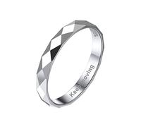Bandmax Fedine Anello Argento 925 Donna Uomo, 3 mm Anelli Argento Sfaccettato Personalizzato con Incisione, 17 Misura Ferma Anello Veretta Fedine