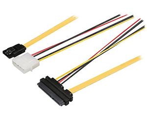 Bandridge BCL9801 Cavo Combinazione Dati SATA 6 GB/s Molex a 4 Pin Maschio 1 m Giallo