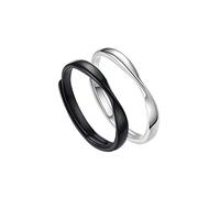 Banemi Anelli Argento 925 Matching Rings Mobius Design Argento Nero Regalo Matrimonio