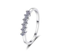 Banemi Anelli da donna con dita piccole, anelli in oro bianco per le donne sottili in argento 925 regalo per le donne fidanzate matrimonio, 14 (17,2), argento, Moissanite