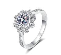 Banemi Anelli da donna in argento, con 4 rapporti con zirconi da 6,5 mm, in argento 925, misura 45 (14,3)