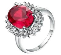 Banemi Anelli decorativi per matrimonio, in argento, da donna, con zirconi ovali intarsiati a quattro punte, regalo di compleanno, misura 52 (16,6-62) (19,7), Cristallo, Zirconie sintetico