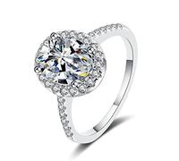 Banemi Anelli di fidanzamento da donna, in argento 925, anelli ovali in stile western, per feste e compleanni, N 1/2, Argento Sterling, Zirconie sintetico