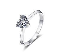 Banemi Anelli di fidanzamento in argento Sterling 925, anelli impilabili da donna in oro bianco, a forma di cuore, regali di nozze per le donne