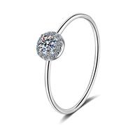 Banemi Anelli in argento estetico, anelli da sposa da donna, rotondi, in argento Sterling, regalo di nozze per le donne, Q 1/2, Argento Sterling, Zirconie sintetico
