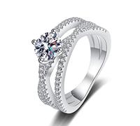 Banemi Anello da donna in argento 925, anelli da donna, con dita piccole, incrociate, set di gioielli da donna, 49 (15.6), argento, Moissanite