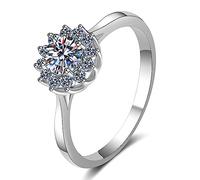 Banemi Anello da donna, in argento 925, con 4 rapporti con zirconi da 5 mm, misura 56 (17,8)