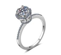 Banemi Anello da donna in argento 925, da donna, con 4 rapporti con zirconi da 6 mm, misura 57 (18,1)
