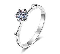 Banemi Anello da donna in argento, anello da donna a 4 rapporti con zirconi da 5 mm, in argento 925, misura 54 (17,2)
